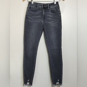Kancan Women's Skinny Gray Frayed Hem Jeans
